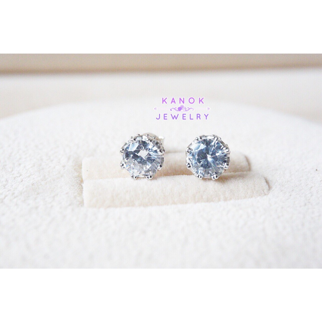 Kanok Jewelry/ต่างหูเพชร งานเพชรสังเคราะห์เกรดพรีเมียม ต่างหูออกงาน จัดส่งพร้อมกล่อง ,E130