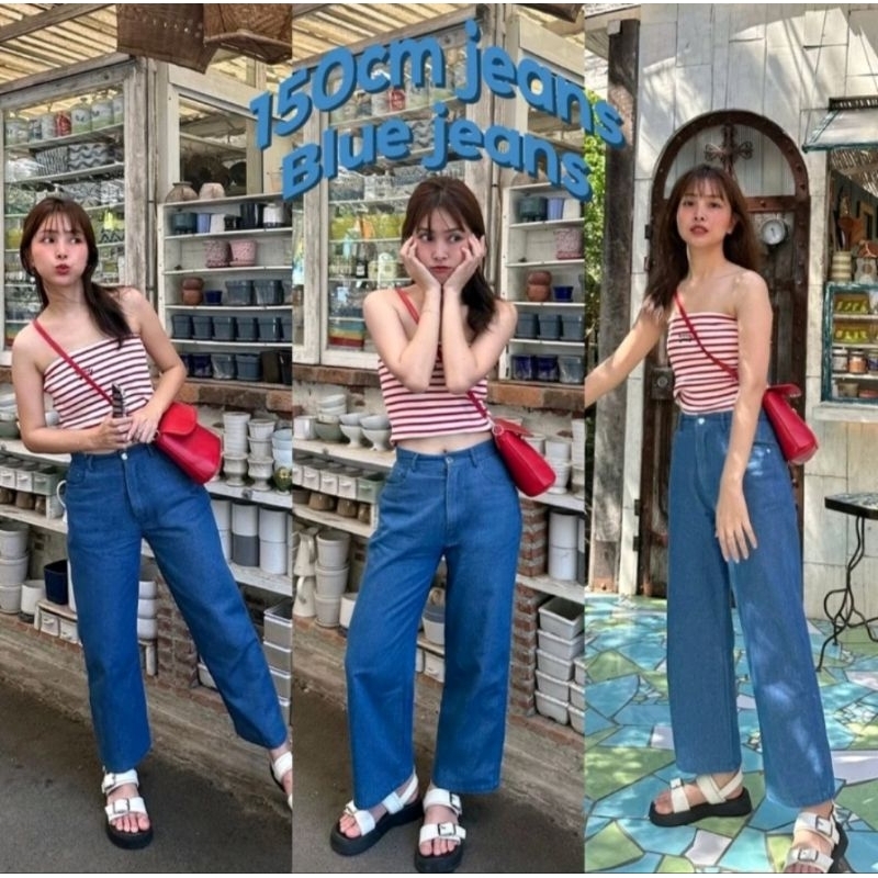 ❌️sold out. ส่งต่อ มือ 1 จ้า "150cm jeans”กางเกงยีนส์ ทรงสวย สี Blue Jeans 👖🥰
