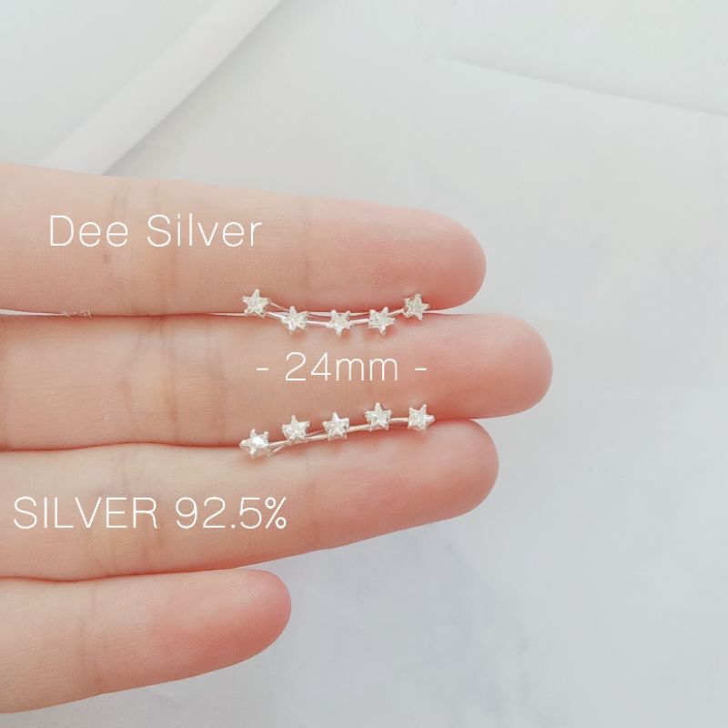 ต่างหู ต่างหูเงินแท้ ต่างหูเเบบเกี่ยวหู ลายดาว 5 ดวง เงินเเท้ 92.5% จำนวน 1 คู่