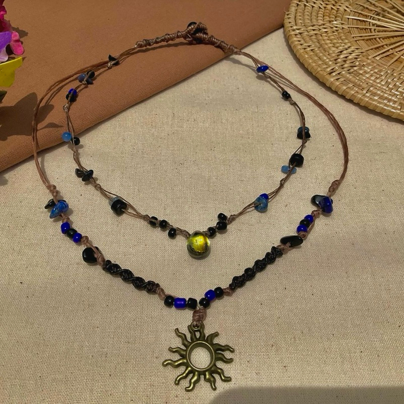 สร้อยคอถักเชือกเทียน Handmade