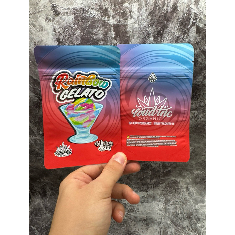 High Quality Mylar Zip Bag Packaging 3.5-7gr Rainbow Gelato Smell Proof Water Proof