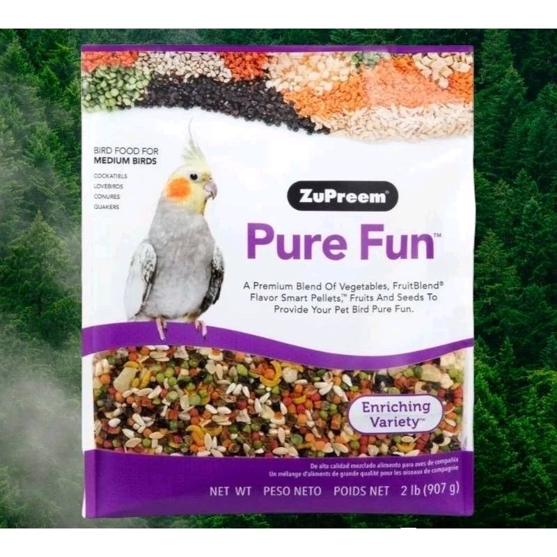 (พร้อมส่ง) Zupreem Pure Fun อาหารนกธัญพืชรวม/ 907g.