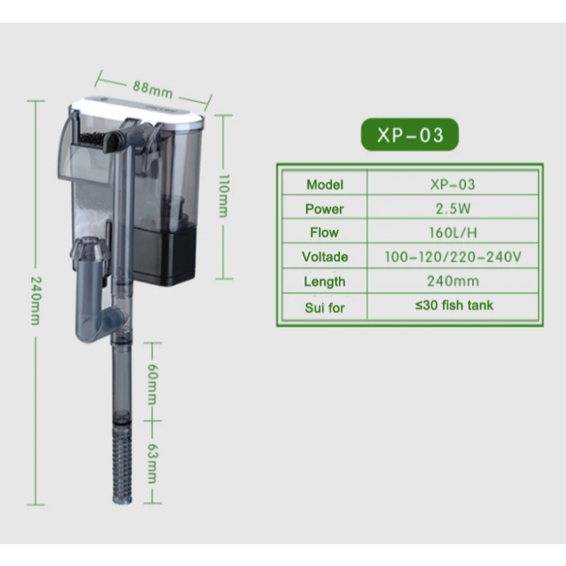 Jeneca XP 03 กรองแขวนตู้ปลา