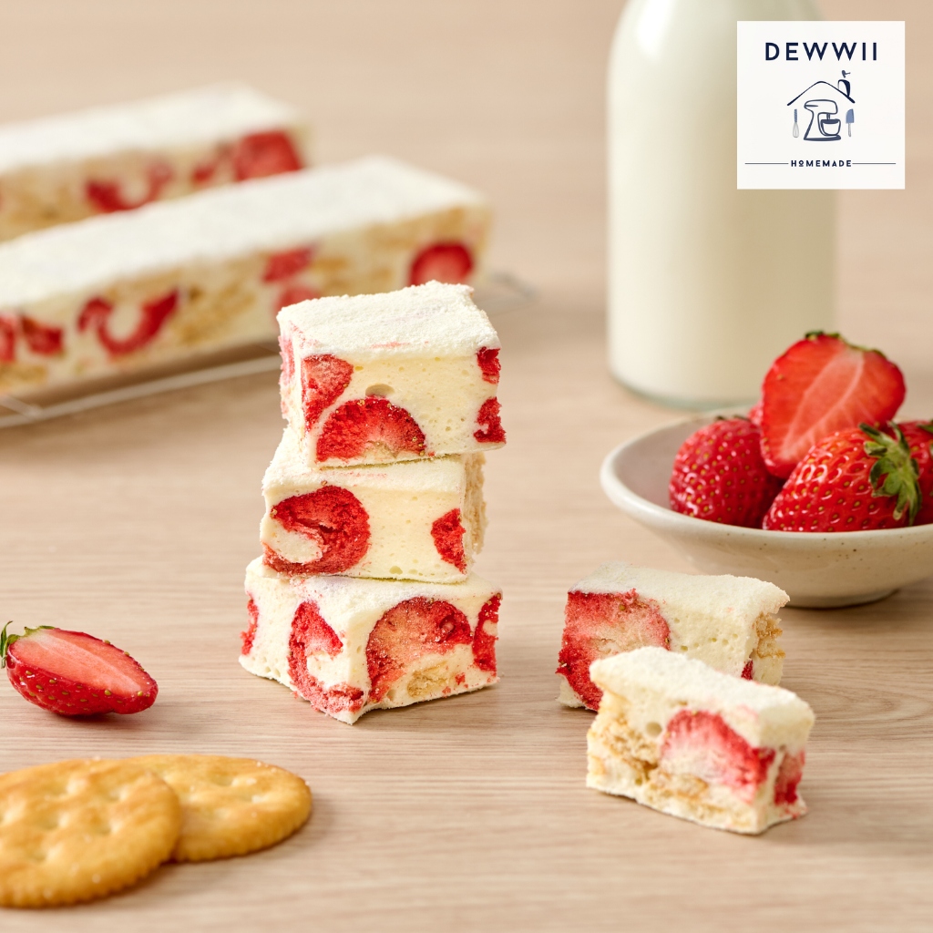 (เจ้าดังในตต.) Dewwii ขนมนูกัต ขนมตังเมไต้หวัน รสนมสตอเบอร์รี่ (Milk Strawberry)