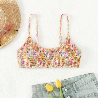 ชุดว่ายน้ำผู้หญิง บิกินี่ด้านบน bikini ลาย ดอกไม้ สีต่างๆ ความยืดหยุ่นที่ดีและเนื้อผ้าที่สบาย#00305