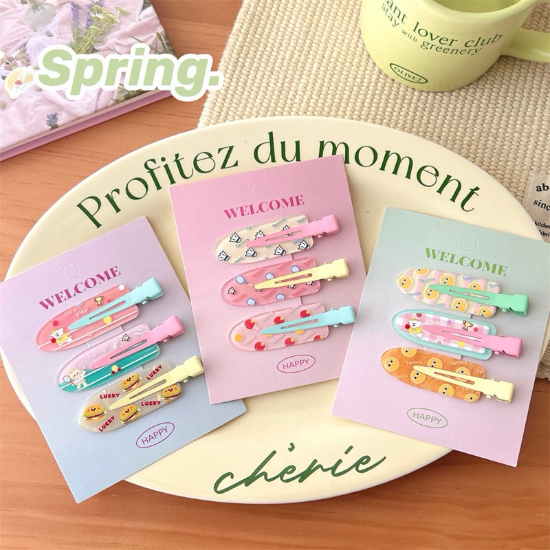 Cute 271 กิ๊บติดผม กิ๊บหนีบผมเตารีด สีสดใส 3 ชิ้น/แพ็ค กิ๊บปากเป็ด