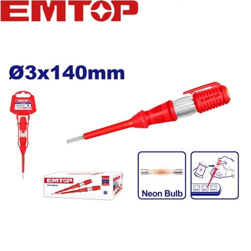 EMTOP ไขควงลองไฟ ขนาด 5.12 นิ้ว (140 มม.) รุ่น ETPL14001 ( Voltage Tester ) ไขควงเช็คไฟ ไขควงวัดไฟ งานแท้ประกันคุณภาพ