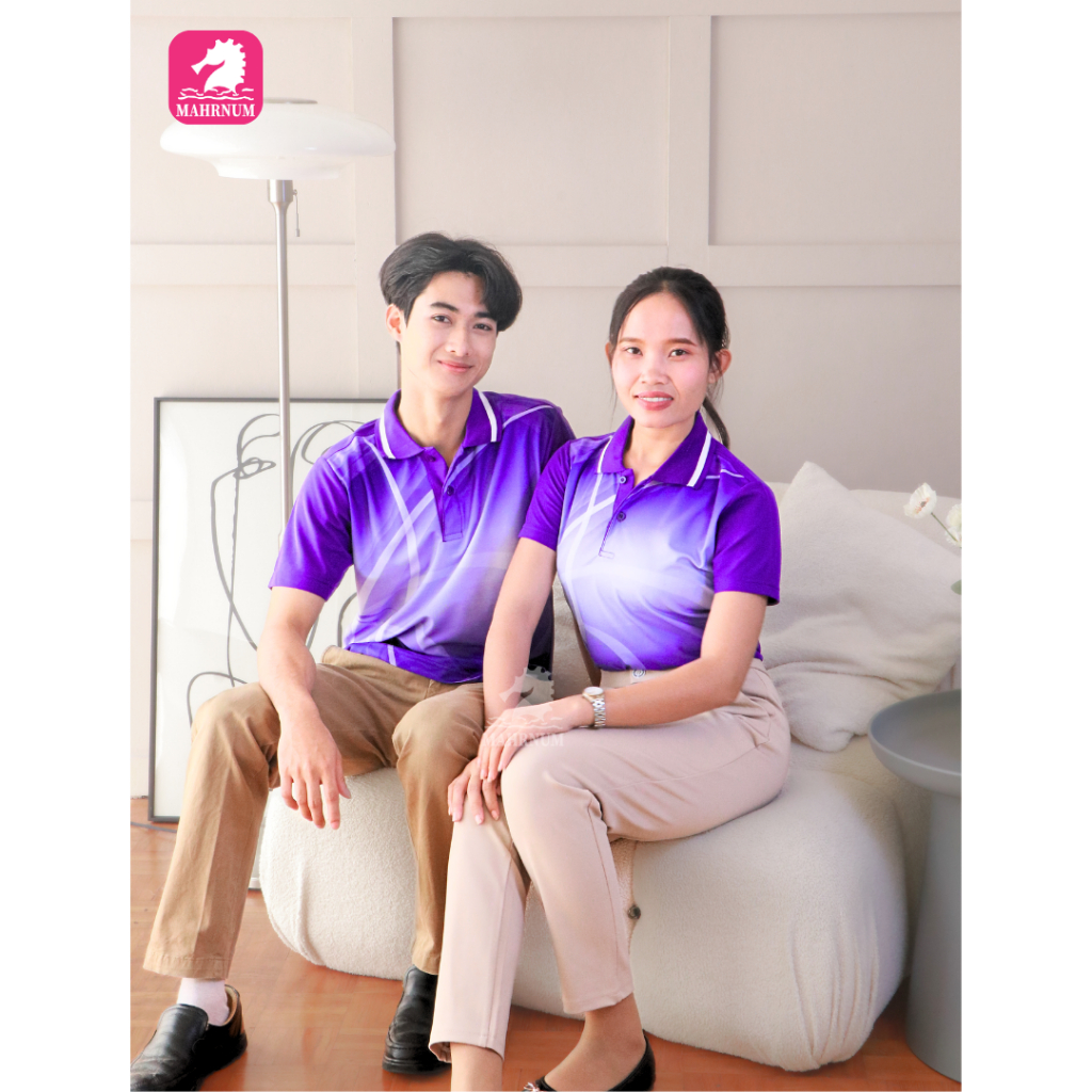 เสื้อโปโลพิมพ์ลาย(03ม่วง) (ตัวเปล่า) *เสื้อพิมพ์ลายเฉพาะด้านหน้า ด้านหลังไม่มี*