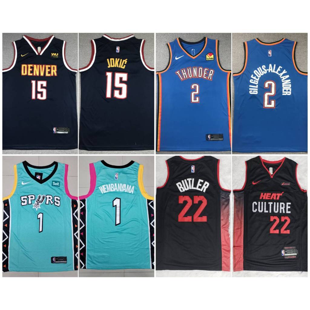 เสื้อบาสเกตบอล NBA Jersey - N.Jokic, J.Butler, Wembamyama, SGA เหมาะเล่นกีฬา บาส, ฟิตเนส, แฟชั่น