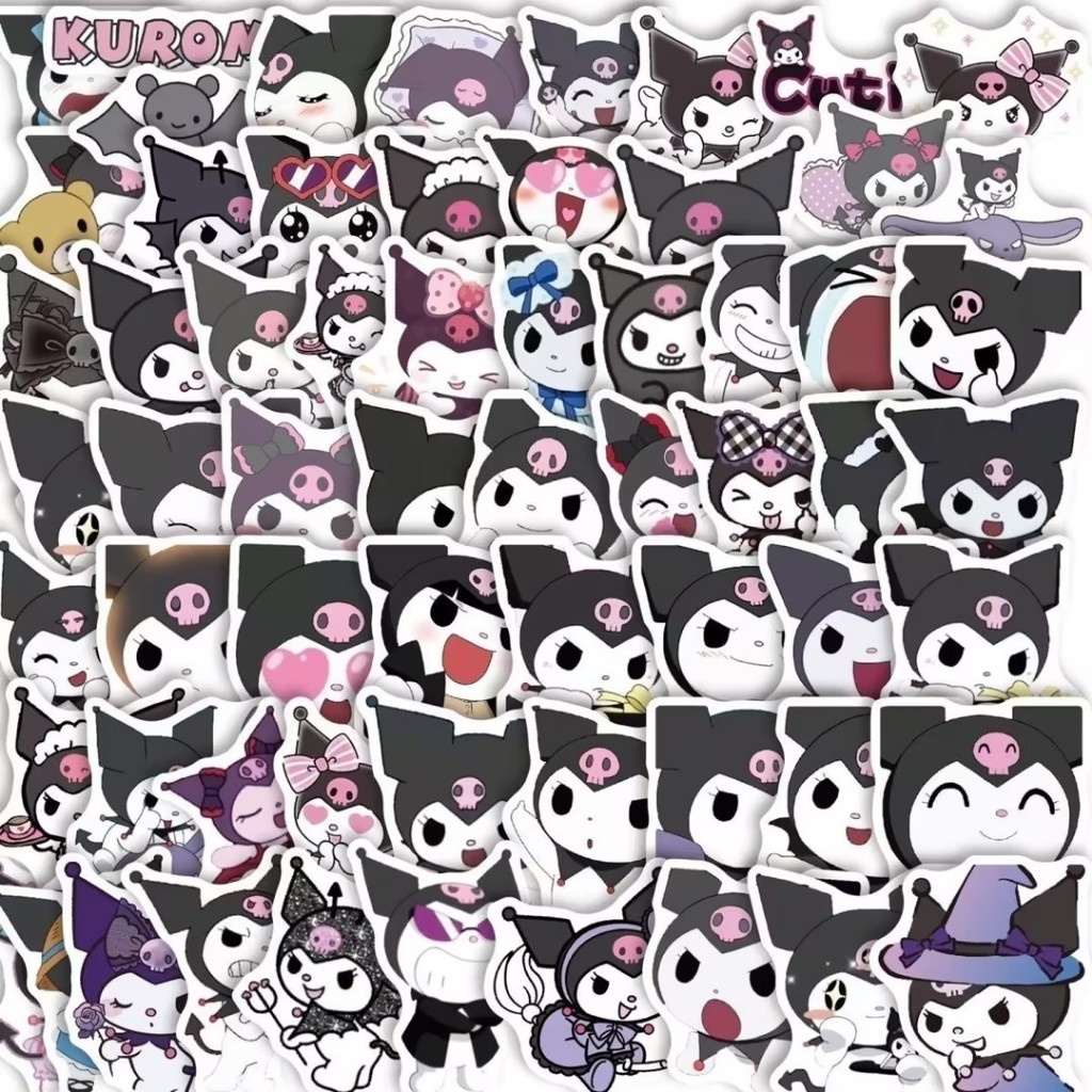 สติกเกอร์ ลายการ์ตูน Kuromi สติกเกอร์ฟิล์ม Sanrio 60pcs สําหรับตกแต่งเครื่องเขียนนักเรียน DIY