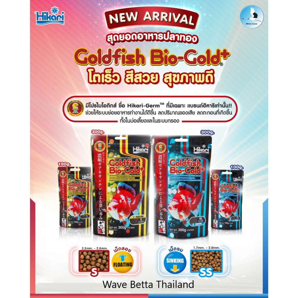 Hikari Goldfish Bio-Gold+ อาหารปลาทอง เกรดพรีเมี่ยม มีเม็ด ลอย & จม (แดงเร็วขึ้น สีเข้มสด ลายคมชัด)
