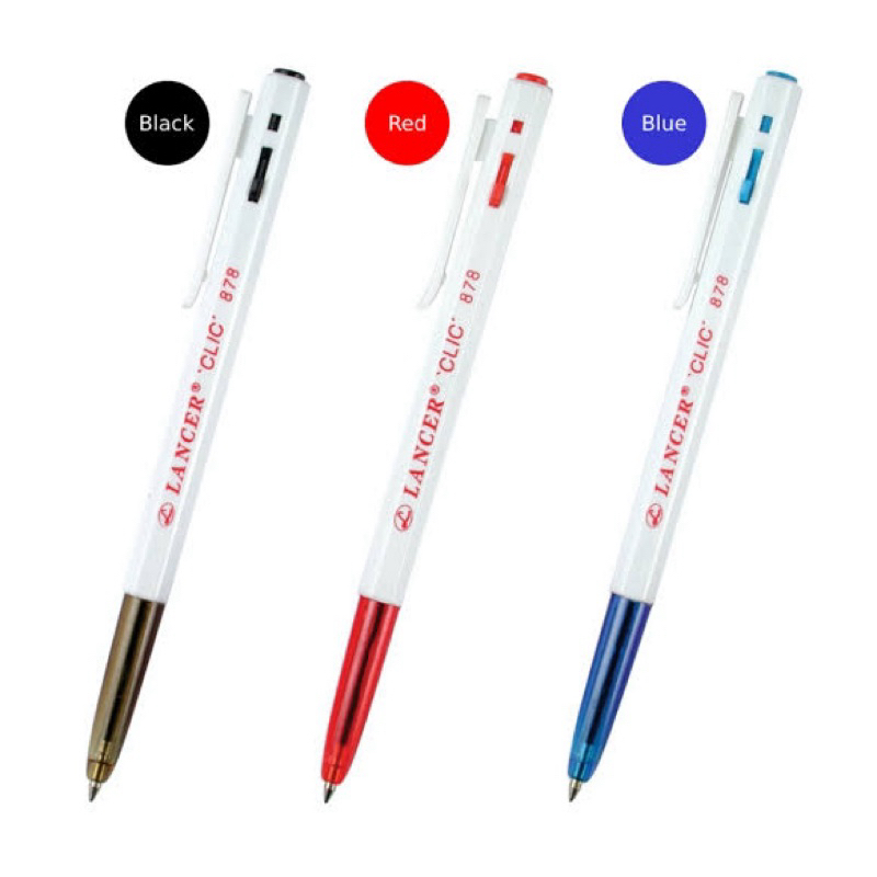 ปากกาลูกลื่น Lancer 878 Clic 0.7 MM (น้ำเงิน/แดง/ดำ)