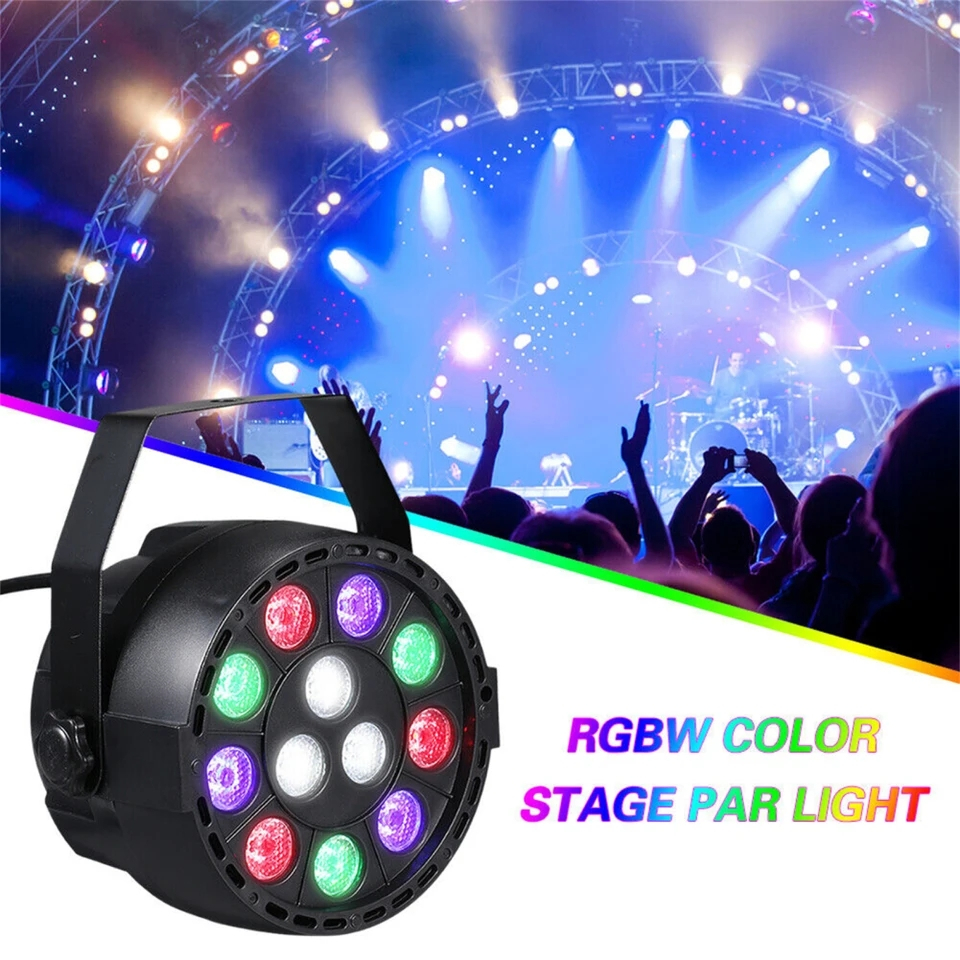 ไฟพาร์ 12LED RGBW15W ⚡ไฟดิสโก้⚡ไฟเทค⚡ไฟปาร์ตี้⚡กระพริบตามเพลง LED12 RGBW ไฟเธค  8 DMX Channels.