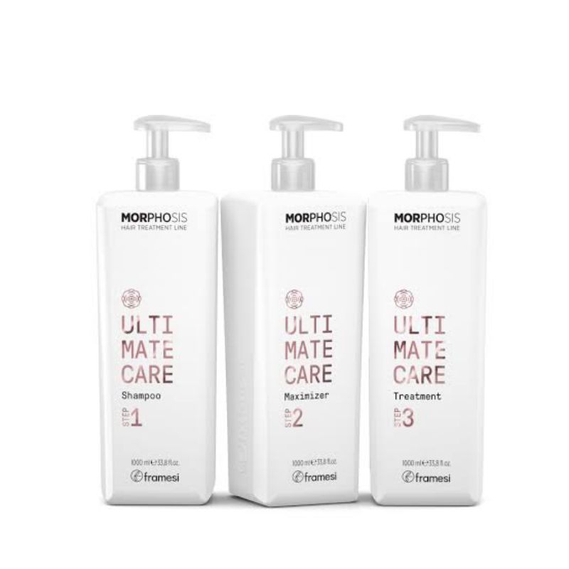 Framesi Morphosis Ultimate Care Shampoo(1) /Maximizer (2) /Treatment(3) 1000 ml​ สารสกัดจากดอกบัวบำรุงหนังศีรษะ