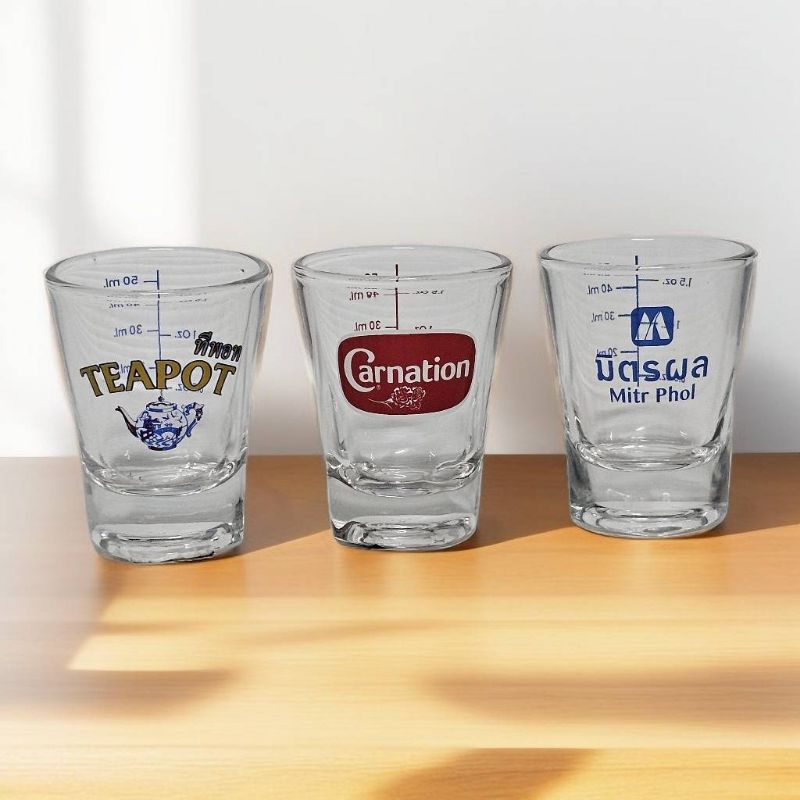 แก้วตวงขนาด50ml.(วัสดุเป็นแก้วมีขีดบอกปริมาตร)1ชุด6ใบ