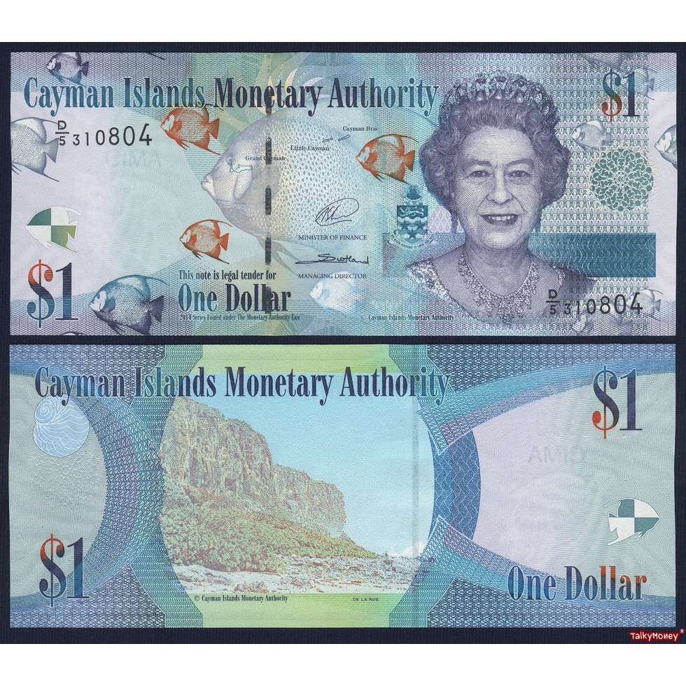 ธนบัตร หมู่เกาะเคย์แมน Cayman Islands 1 ดอลลาร์ พระราชินีอลิซาเบธ ปี 2010 P-38 สภาพใหม่เอี่ยม ไม่ผ่า