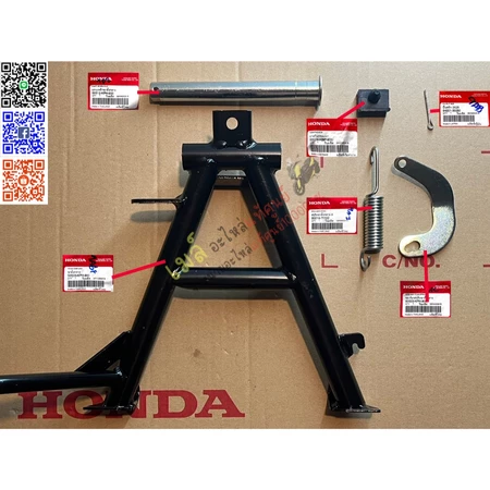 ขาตั้งคู่ พร้อมชุดอุปกรณ์ เวฟ125 HONDA (แท้ศูนย์) WAVE125 R/S/I wave125 6ชิ้น มี ขาตั้งคู่ แกน กิ๊ฟ วงเดือน สปริง ยางรอง