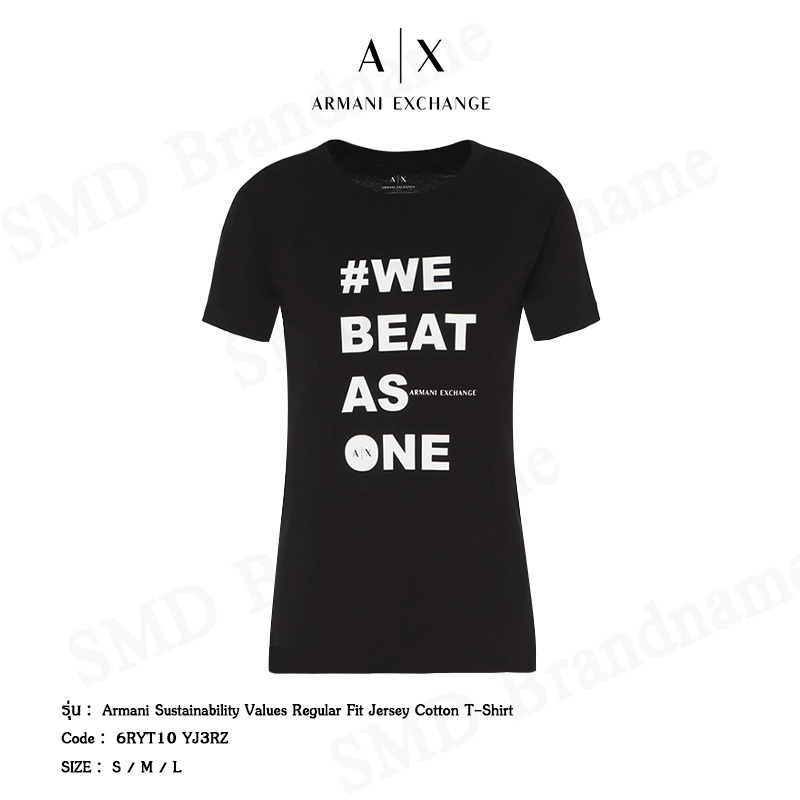 Armani Exchange เสื้อยืดคอกลม รุ่น Armani Sustainability Values Regular Fit Jersey Cotton T-Shirt  C