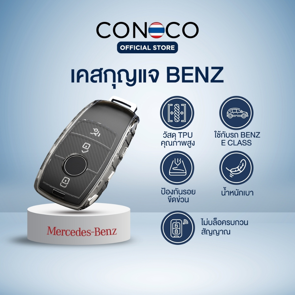 เคสกุญแจ เคฟล่า Benz E Class และ Class อื่นๆที่ทรงเดียวกัน Car Key Case TPU