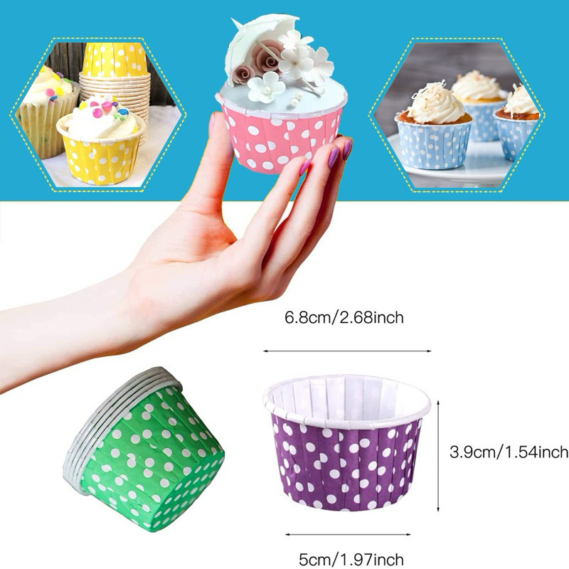ถ้วยคัพเค้ก ลายจุด ถ้วยกระดาษอบเค้ก (แพค 100 ชิ้น) - รูปที่ 4