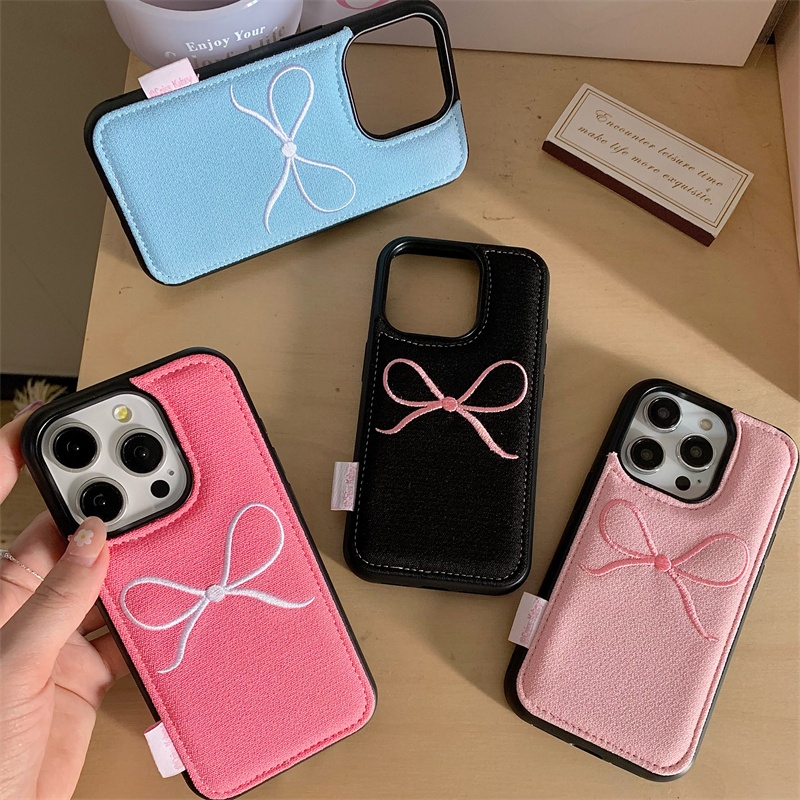 สไตล์ใหม่ เคสไอโฟน 15 14 13 12 Pro Max ins เรียบง่าย หูกระต่าย งานปัก สําหรับ Case for iPhone 11 12 13 14 15 Pro Max