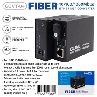Glink GCVT-07/GCVT-04 Fiber Ethernet Media Converter A+B 10/100/1000 20Km/3Km SC Fiber Single