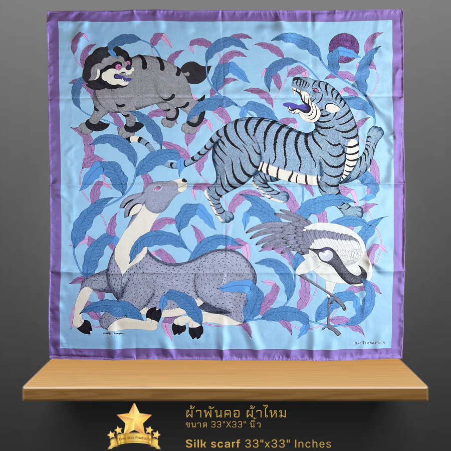 ผ้าพันคอผ้าไหม 33"x33" นิ้ว  Silk scarf square 33"x33" inches - AL01 - จิม ทอมป์สัน Jim thompson