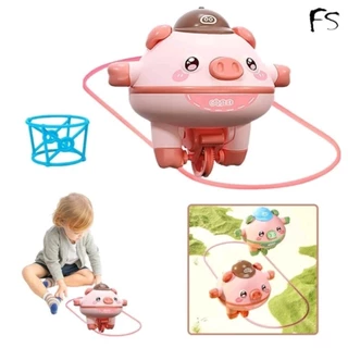 ของเล่นเด็ก ลูกข่างหมูน้อยไฟฟ้าหมุนไจโรสโคปไฟฟ้าสมดุล สีชมพู สีเขียว สมดุลการเดิน แบบหมุนได้ เพื่อการเรียนรู้สำหรับเด็ก