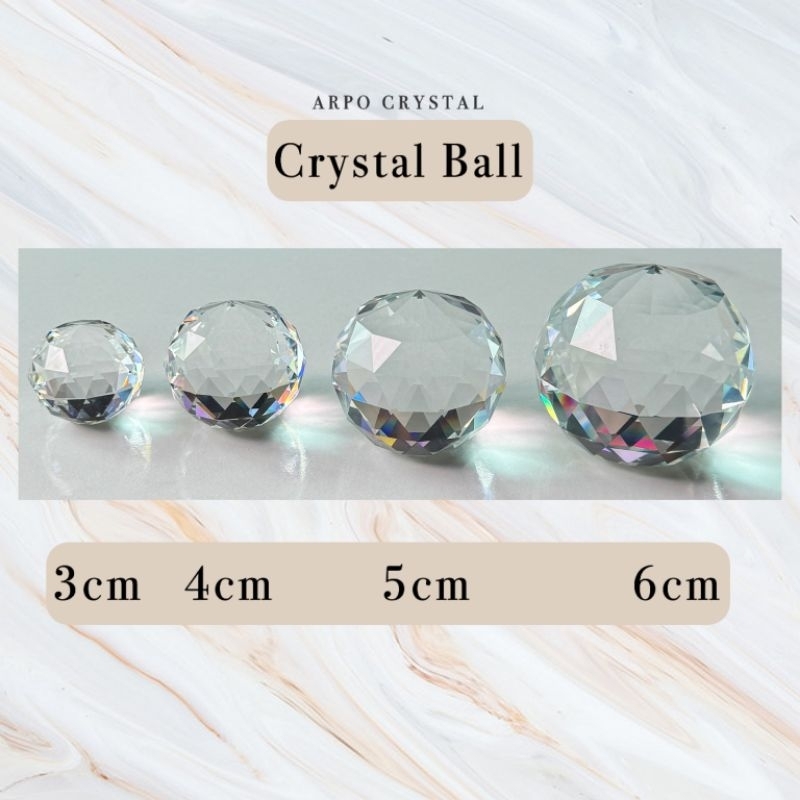 ลูกแก้วคริสตัลเจียระไน 3-6cm ของแต่งบ้าน ฮวงจุ้ย เสริมดวง มงคล ประกายรุ้ง ของขวัญ Crystal Ball