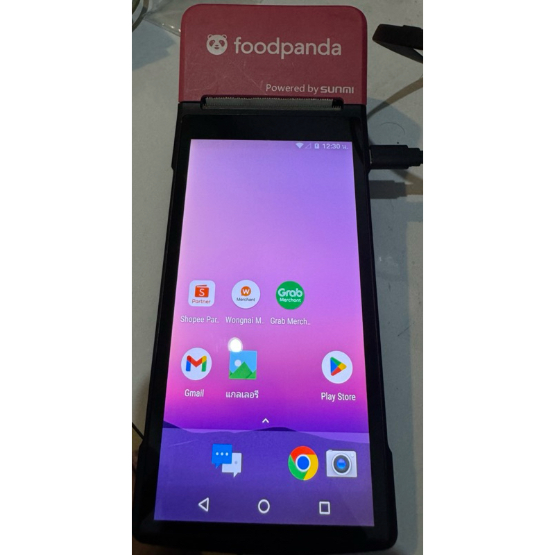 เครื่องรับออเดอร์ Sunmi V2 Pro/POS Foodpanda ปลดล็อค ต้องเสียบสายใช้งาน แบตไม่เก็บไฟ  สินค้ามือสอง