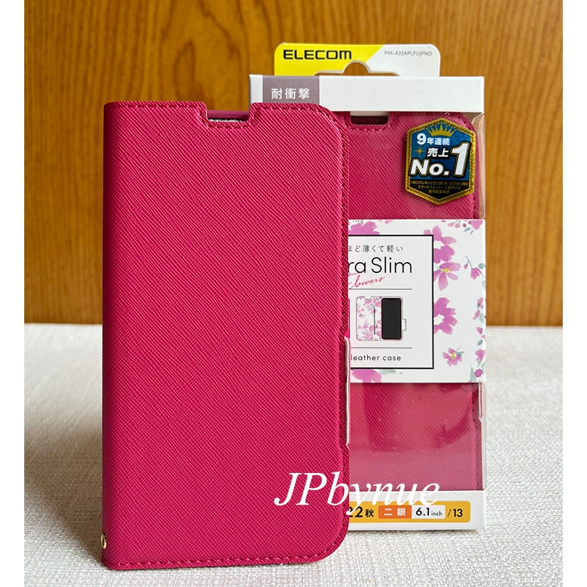 Iphone 13 - เคสฝาพับ ELECOM Ultra Slim Flower สีชมพู สำหรับ Iphone 13