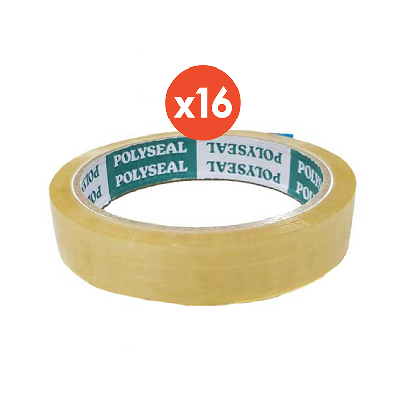เทปใส POLYSEAL 18 มิล แกน 3 นิ้ว ยาว 42 เมตร แพ็ค 16 ชิ้น
