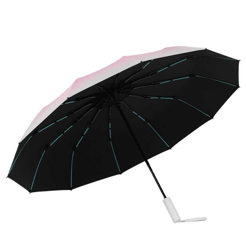 ร่ม ร่มอัตโนมัติ สีพื้น กันฝนกันแดดกันUV พกพาสะดวก น้ำหนักเบา กระดูกงู 10เส้น แข็งแรง ทนทานไม่กลัวลมแรง ร่มพับ B0106 รูปที่ 4