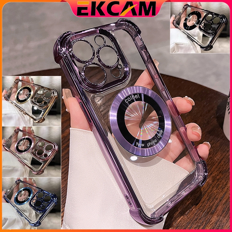 Ekcam เคสไอโฟน โชว์โลโก้ เคสแม่เหล็ก for 15 14 13 12 11 pro promax Pro Max เคสไอโฟนกันกระแทก เคสไอโฟนผู้ชาย แม่เหล็ก