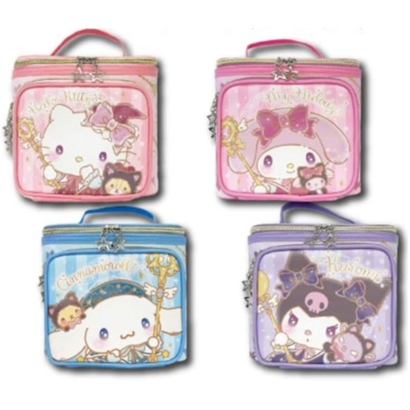 กระเป๋าเครื่องสำอาง มีหูหิ้ว ลาย Sanrio ด้านในมีกระจก นำเข้าจากประเทศญี่ปุ่น