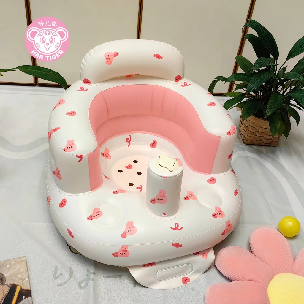 เก้าอี้หัดนั่ง（พร้อมส่ง ）  เบาะหัดนั่ง เก้าอี้ฝึกนั่งเด็กอ่อน ลายหมีน่ารัก มีที่สูบในตัว  แม่และเด็ก