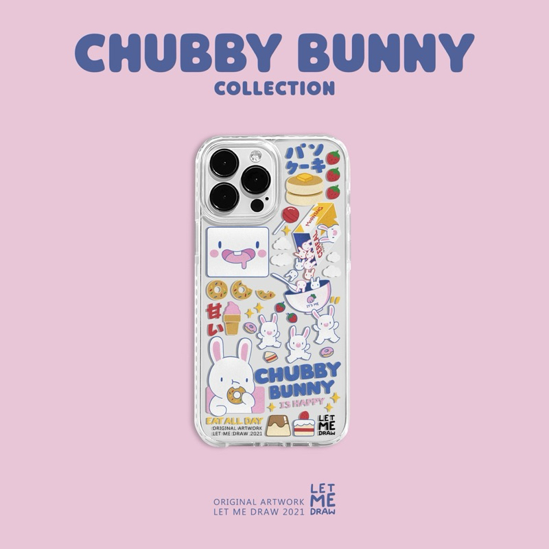 Letmedraw Case ลาย “CHUBBY BUNNY” *แจ้งรุ่นและสีของโทรศัพท์ทางแชท*