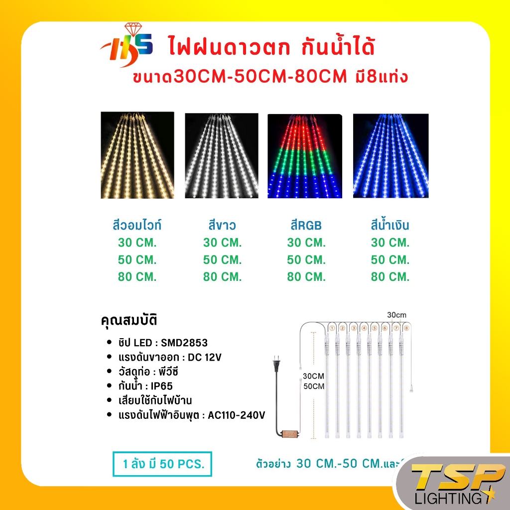 TSP Lighting ไฟฝนดาวตก กันน้ำได้ ขนาด 30CM 50CM และ 80CM