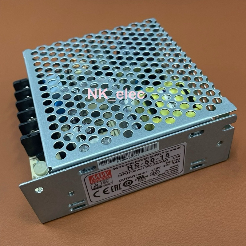 RS-50-15 Switching Power Supply INPUT : 100-240VAC OUTPUT : + 15VDC 3.4A