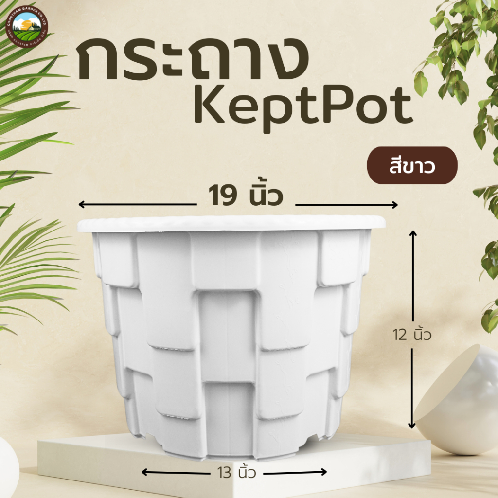 รุ่นใหม่ กระถาง KeptPot 19 นิ้ว สีขาว สีดำ สีอิฐ