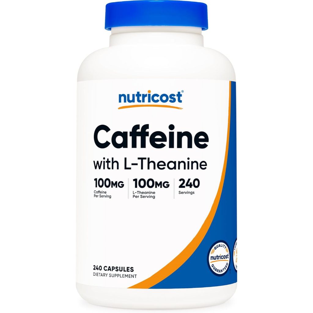 Nutricost Caffeine with L-Theanine, 100mg of Each, 240 Capsules, 240 Servings