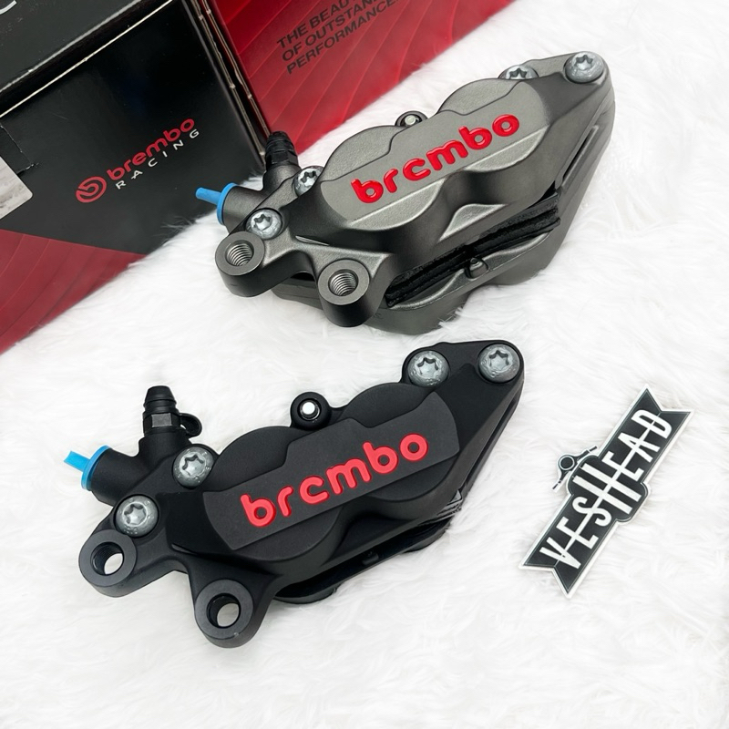 Brembo ปั๊มเบรค 4 pot แท้ สแกนด้วยแอพ เบรมโบ้ ผ่าน หูชิด เทา / ดำ 40 มม. 4 ลูกสูบ