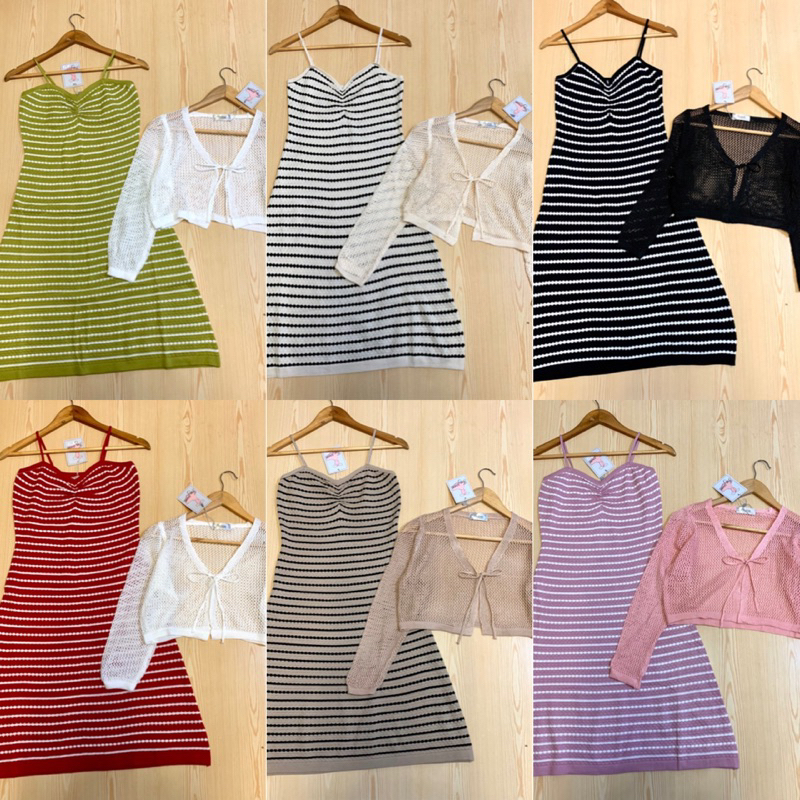 LILY เซ็ต 2 ชิ้น[เสื้อคลุม+เดรสสายเดี่ยว]