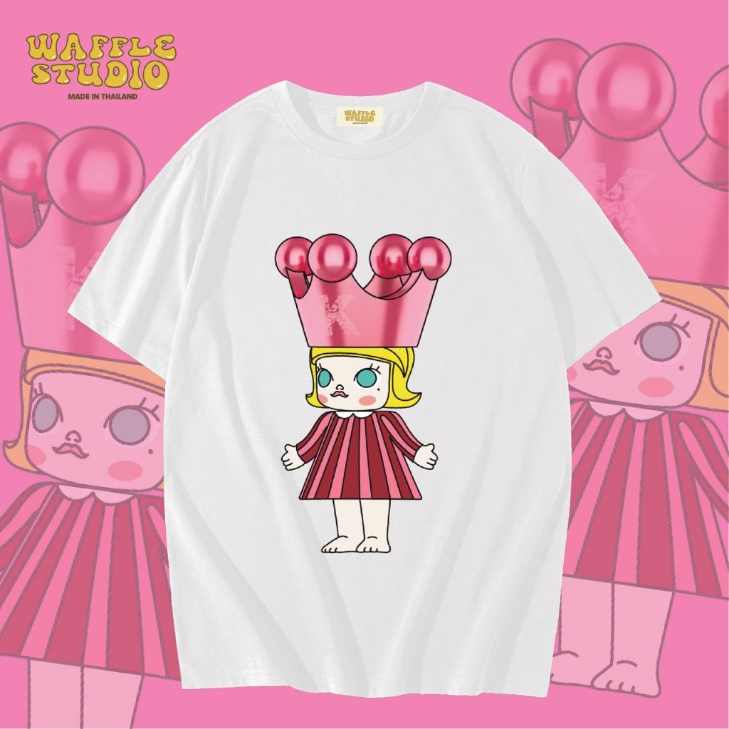 [ ส่งฟรี ] WS0236 เสื้อยืดโอเวอร์ไซส์ เสื้อยืดเกาหลี ผ้าคอตตอน100% เสื้อยืด มอลลี่ Molly Pop Mart WAFFLE STUDIO
