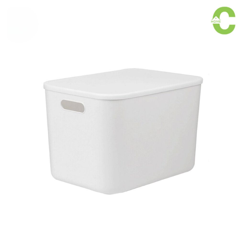 HOMEC กล่องเก็บของ Storage Box ตะกร้าเก็บของ กล่องใส่ของ กล่องออแกไนเซอร์ สีขาว ประหยัดพื้นที่