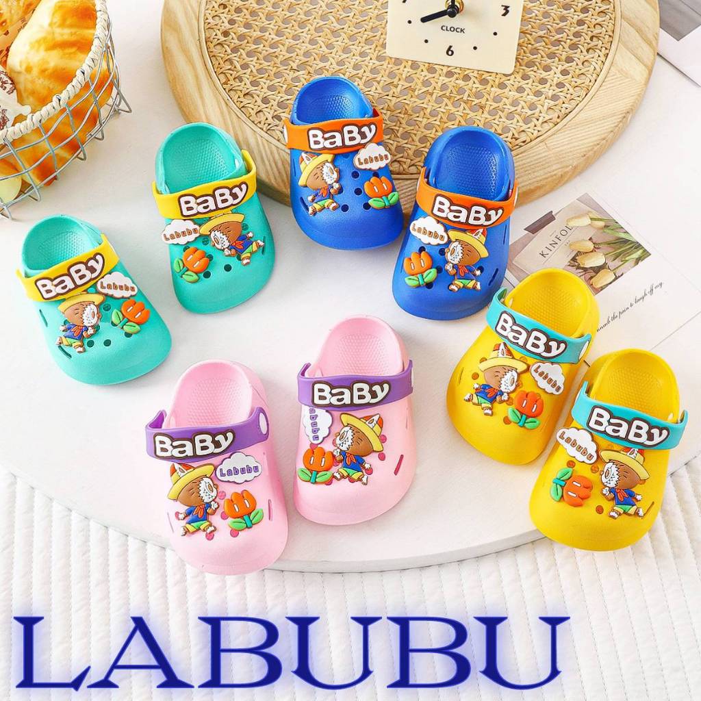 LABUBU รองเท้ารัดส้นเด็ก รองเท้าแตะเด็กน่ารัก สวมใส่สบาย พื้นมีกันลื่น