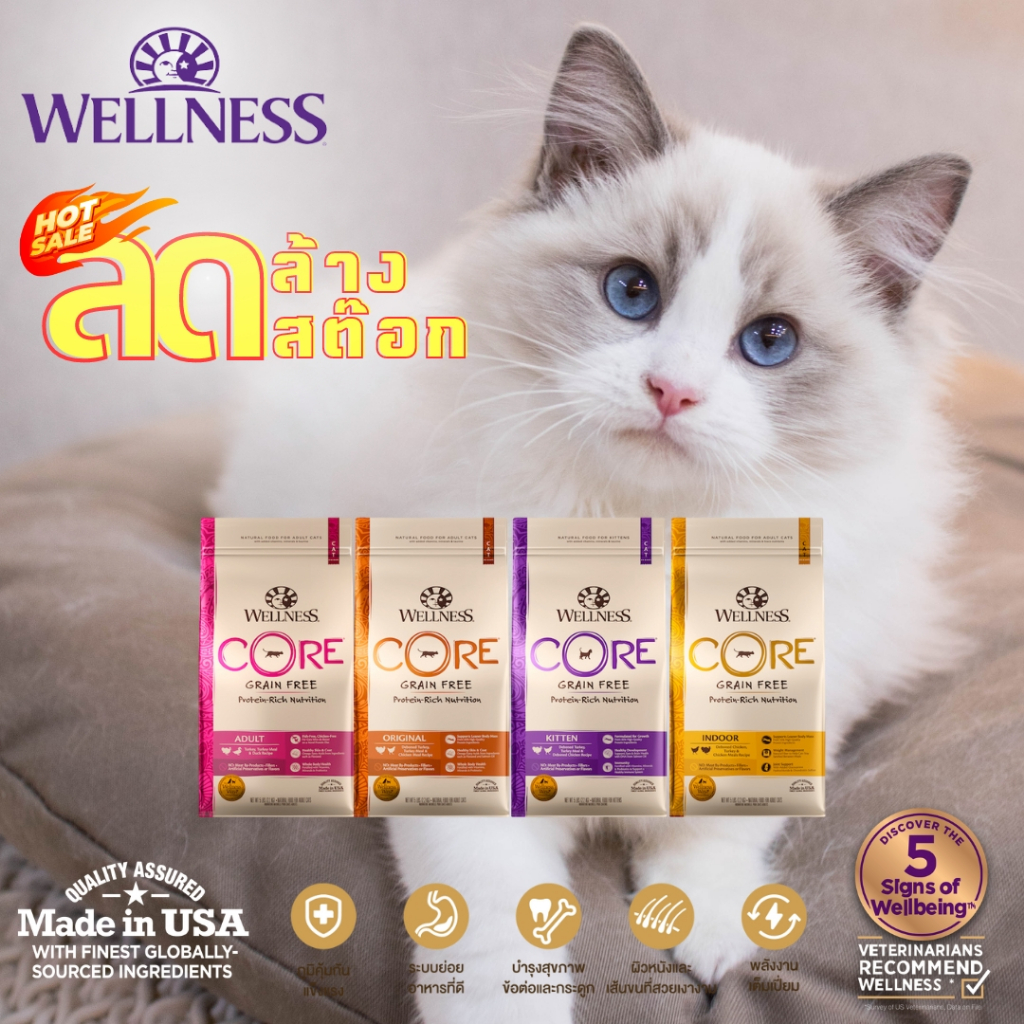 [ลดล้างสต๊อก Short Expired] WELLNESS CORE อาหารแมว มีให้เลือกหลายสูตรทุกช่วงวัย (แมวเด็ก - แมวโต)