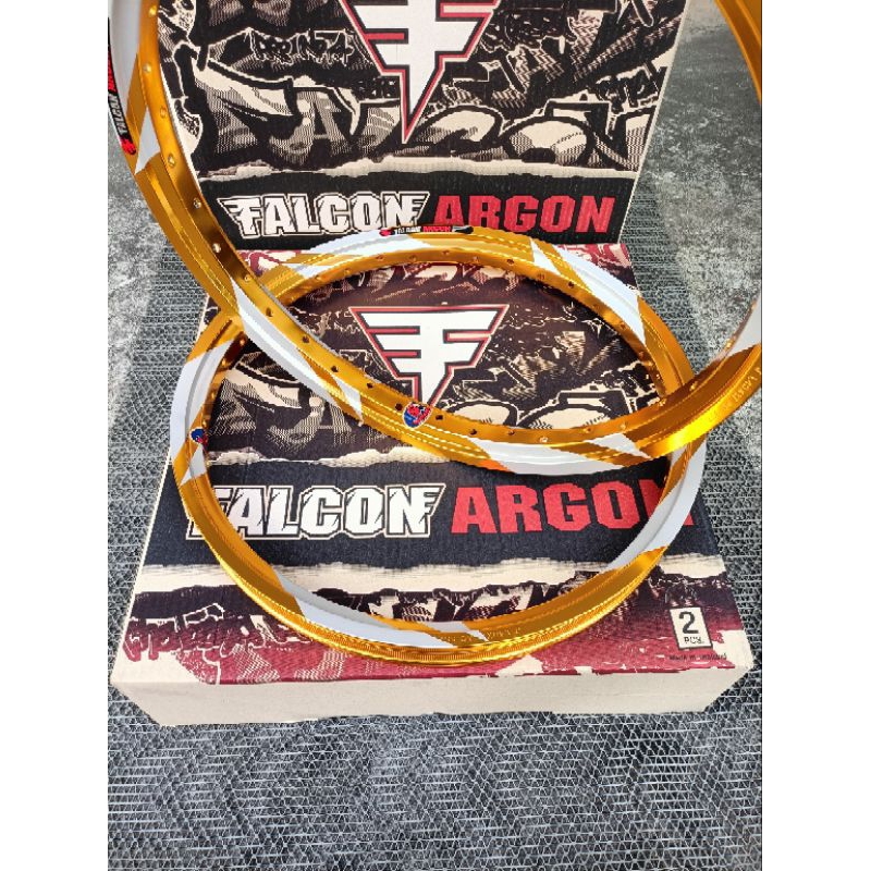 วงล้อ FALCON ARGON ทรงเอ สีทอง ลายสายฟ้า 1.4หน้า/หลัง ขอบ17 ขอบล้อ ฟอลค่อน (ราคาต่อคู่)