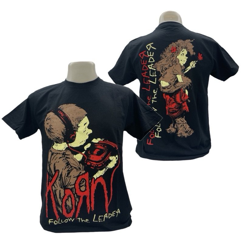 เสื้อวง KORN UNISEX T-SHIRT ลาย FOLLOW THE LEADER (2024) ลิขสิทธิ์ของแท้ UK