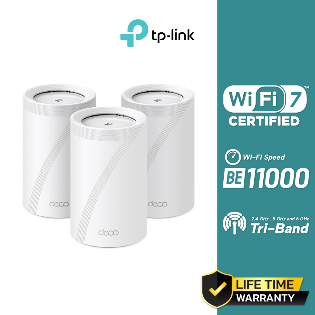 TP-Link BE11000 Whole Home Mesh WiFi 7 System รุ่น Deco BE65(3-Pack)